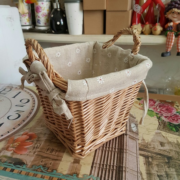 Giỏ mây bọc vải bố